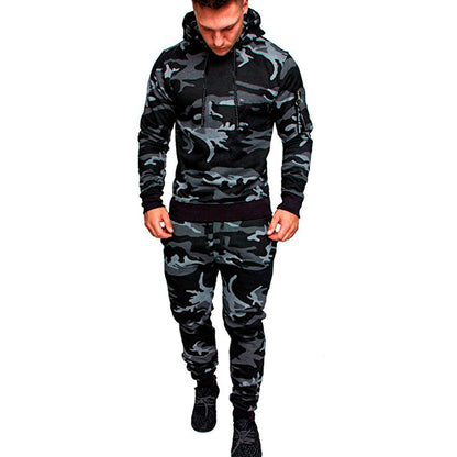 jiaabc New men's outdoor sports casual camouflage pullover sublimation camouflage set