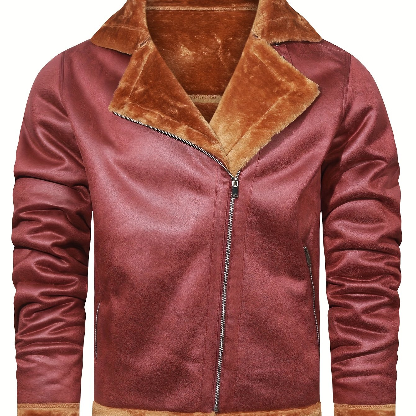 jiaabc Men's Pu Jacket, Chic Faux Leather Jacket For Fall Winter