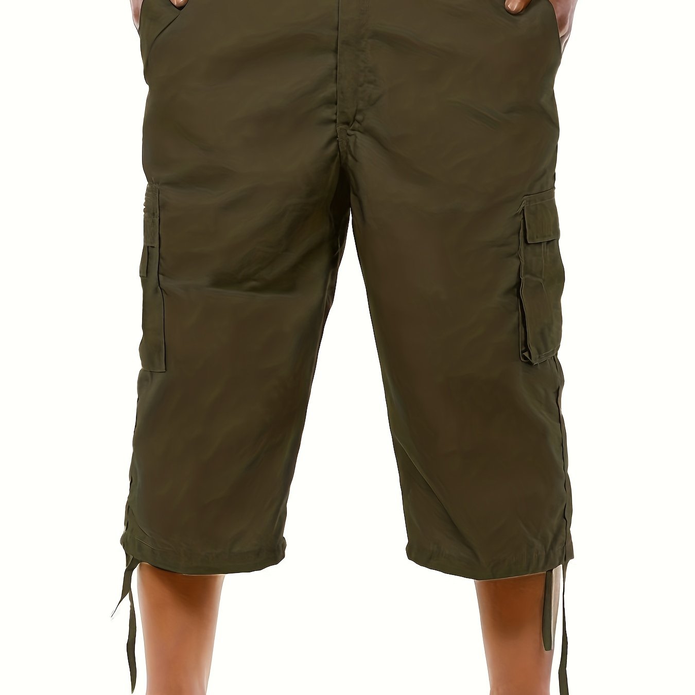 Men's Casual Cargo Shorts with Adjustable Drawstring Waist and Secure Zip Pockets - Comfort Fit for Outdoor and Summer Wear