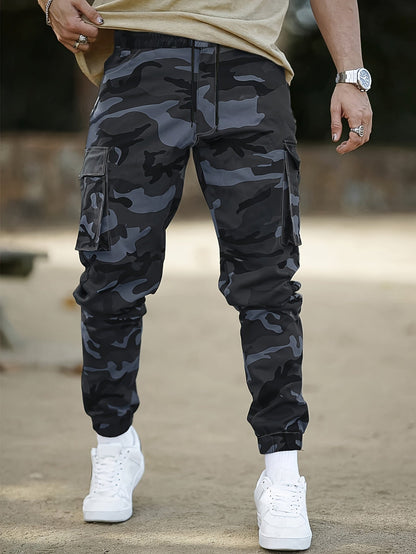 jiaabc Mens Camouflage Cargo Pants - Comfortable Cotton Blend, Multi-Pocket Design, Ideal for Casual Outdoor Settings & Streetwear