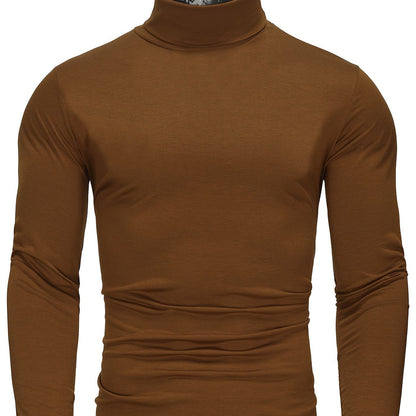 Stylish Multicolor Bottoming Shirt, Men's Turtleneck Long-sleeved T-shirt