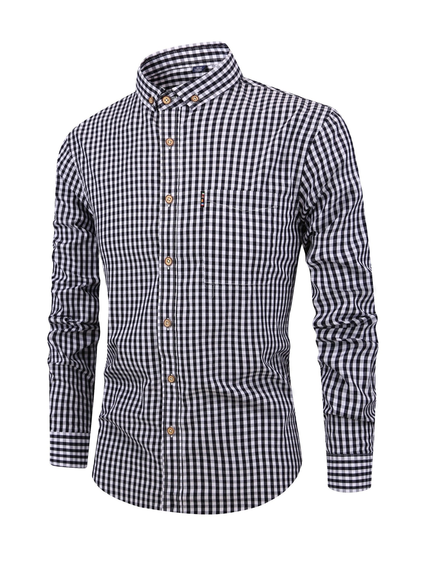 Men's Stylish Checkered Pattern Shirt, Casual Breathable Lapel Button Up Long Sleeve Shirt Top For City Walk Street Hanging Outdoor Activities