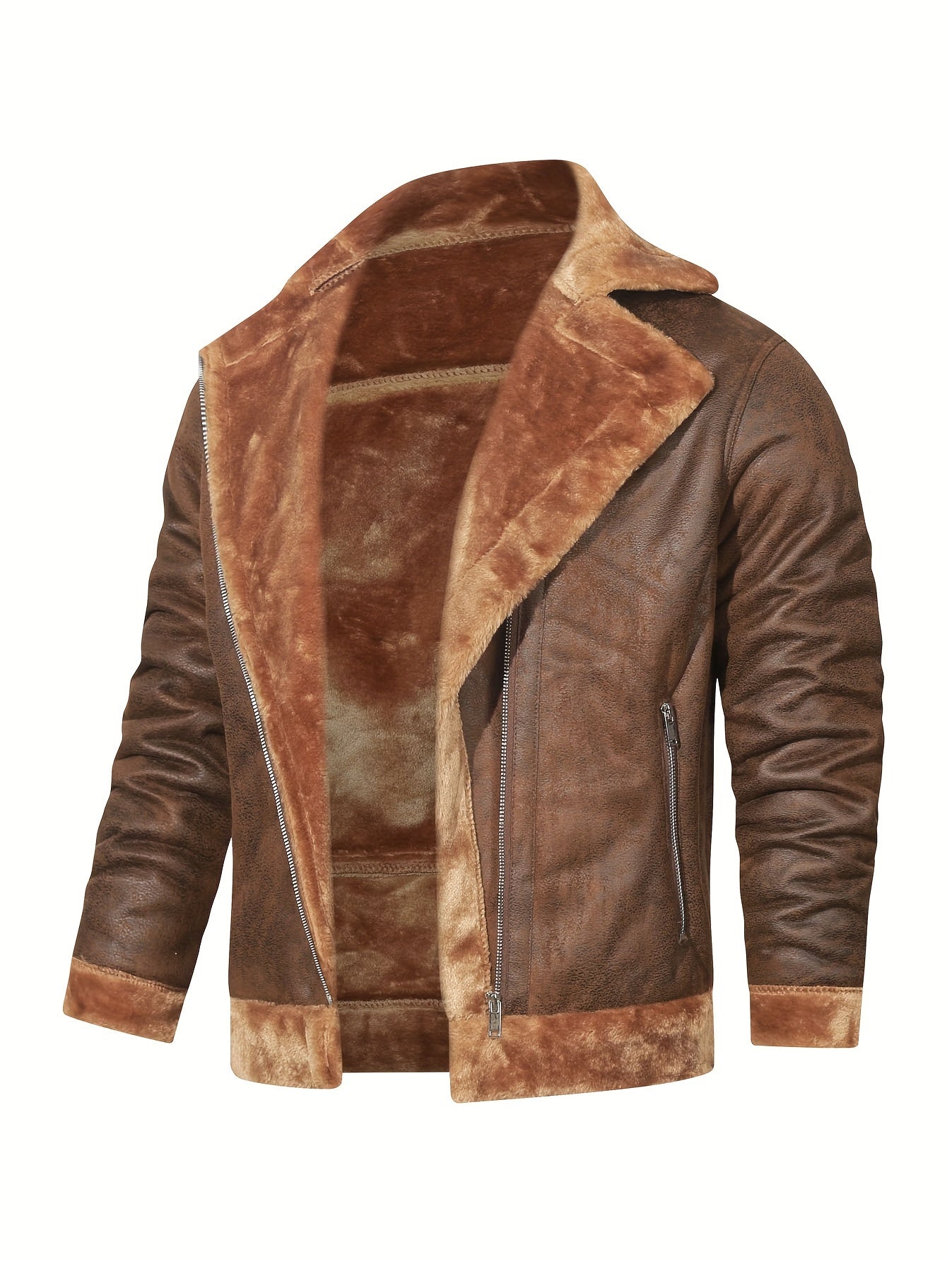 jiaabc Men's Pu Jacket, Chic Faux Leather Jacket For Fall Winter