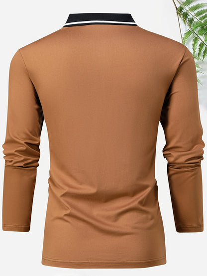 Fall Mens Outfits Men's Casual V-Neck Long Sleeve Rugby Shirt For Spring Autumn, Men's Clothing