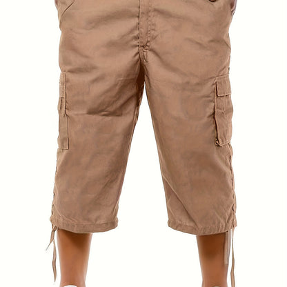 Men's Casual Cargo Shorts with Adjustable Drawstring Waist and Secure Zip Pockets - Comfort Fit for Outdoor and Summer Wear