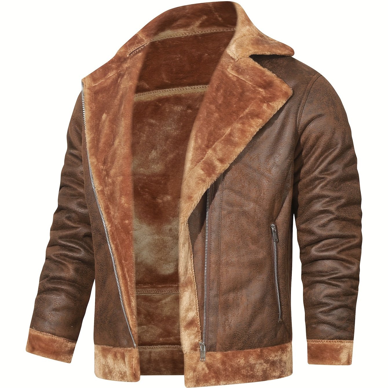 jiaabc Men's Pu Jacket, Chic Faux Leather Jacket For Fall Winter