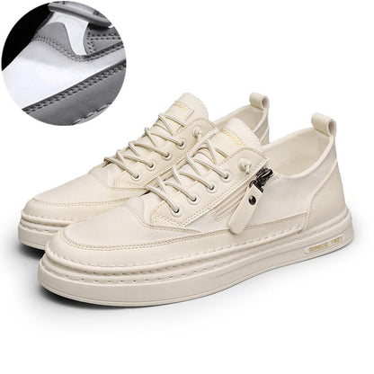 jiaabc Back to college Summer Men Ice Silk Casual Shoes Fashion Casual Shoes Leather Trend Flat Shoes Korean Plate Shoes Student Zipper Breathable