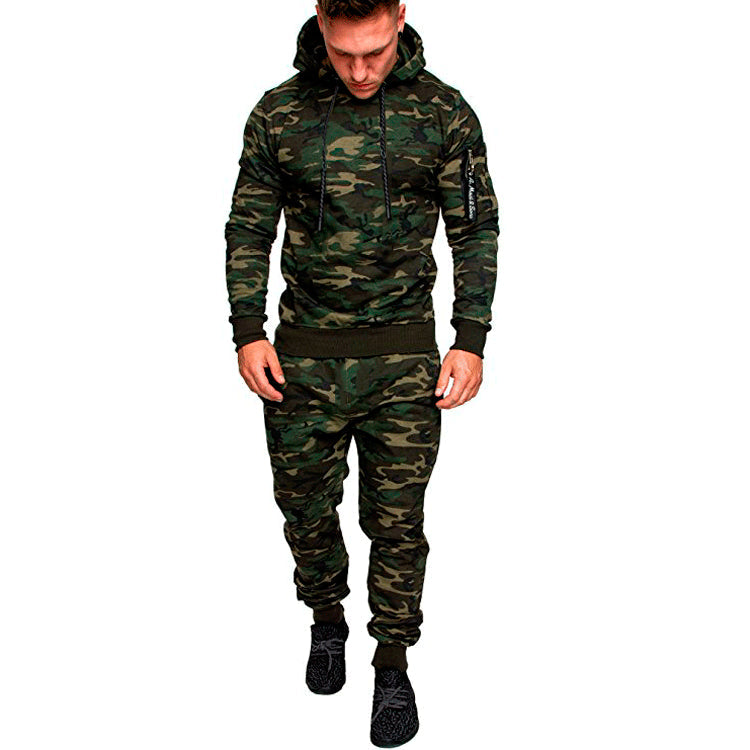 jiaabc New men's outdoor sports casual camouflage pullover sublimation camouflage set