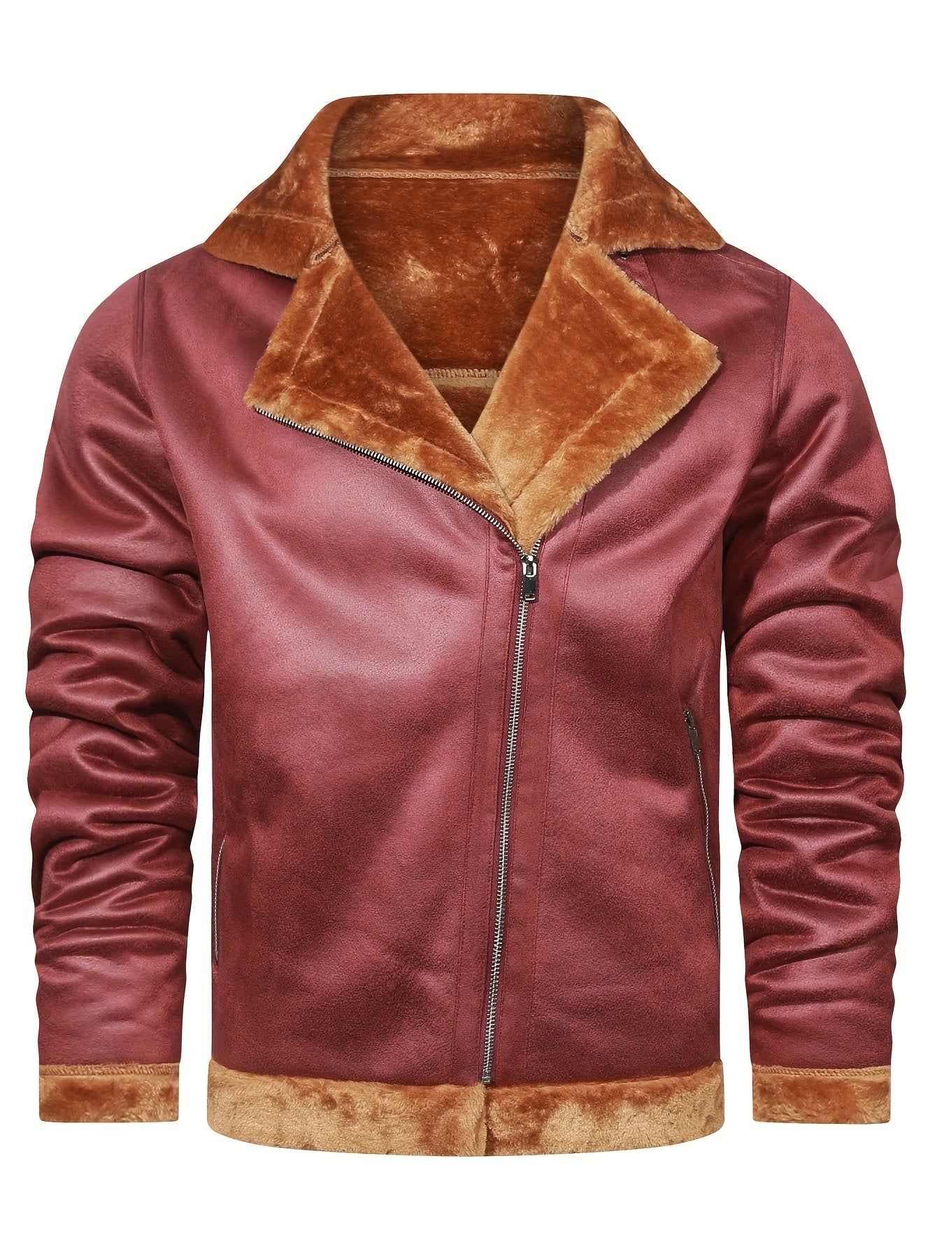 jiaabc Men's Pu Jacket, Chic Faux Leather Jacket For Fall Winter