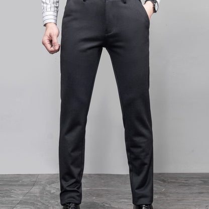 jiaabc Semi-formal Classic Design Slim Fit Suit Trousers, Men's Pants For Spring Summer Business Occasion