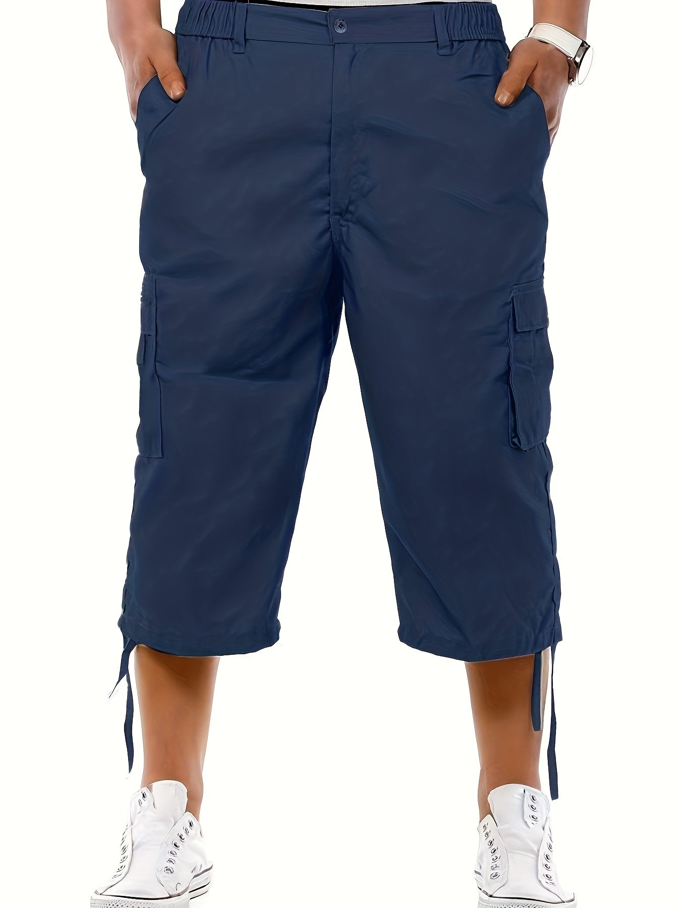 Men's Casual Cargo Shorts with Adjustable Drawstring Waist and Secure Zip Pockets - Comfort Fit for Outdoor and Summer Wear