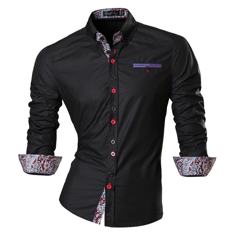 jiaabc Spring Autumn Features Shirts Men Casual Shirt Long Sleeve Male Shirts Zipper Decoration (No Pockets)