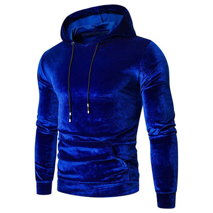 jiaabc Royal Blue Velvet Velour Hooded Sweatshirt Men Autumn New Casual Hip Hop Mens Hoodies Sweatshirts Sweat Homme Streetwear