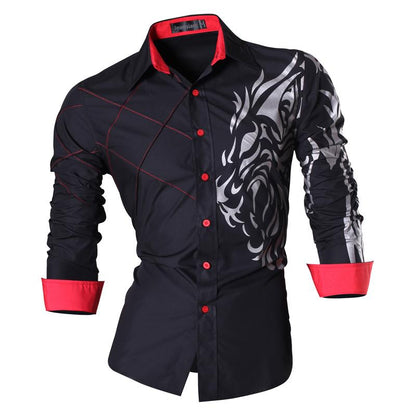 jiaabc Spring Autumn Features Shirts Men Casual Shirt Long Sleeve Male Shirts Zipper Decoration (No Pockets)