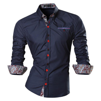 jiaabc Spring Autumn Features Shirts Men Casual Shirt Long Sleeve Male Shirts Zipper Decoration (No Pockets)