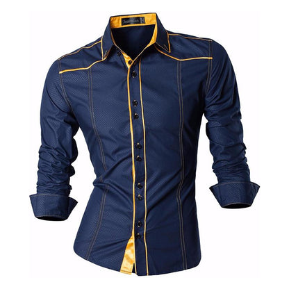 jiaabc Spring Autumn Features Shirts Men Casual Shirt Long Sleeve Male Shirts Zipper Decoration (No Pockets)