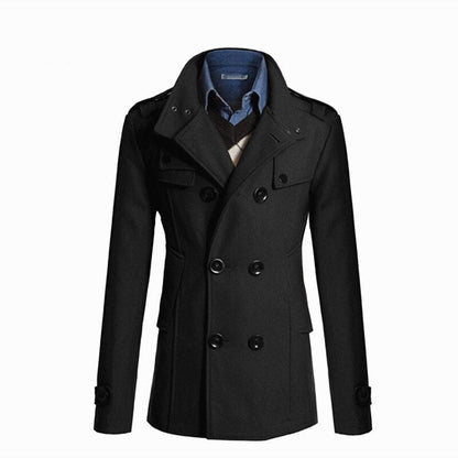 jiaabc New Men's Wool Overcoat Long Suit Men Woolen Windbreaker Man Woollen Coat Outer for Men Casual Wear Brand Mens Clothing