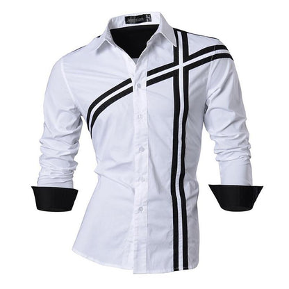 jiaabc Spring Autumn Features Shirts Men Casual Shirt Long Sleeve Male Shirts Zipper Decoration (No Pockets)