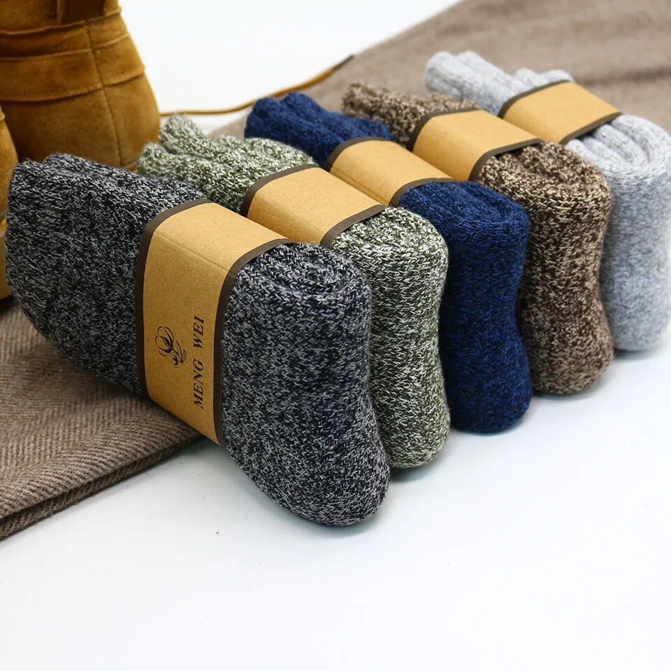 jiaabc Winter Men's Merino Wool Socks Super Thick Warm High Quality Harajuku Retro Snow Casual Antifreeze Cashmere Socks Men 3 Pair