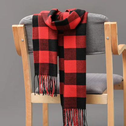 jiaabc 185*35cm outdoor Plaid Winter Scarf Women men unisex shalw Warm wrap muffler muffler Fashion Cashmere hijab pashmina tassels