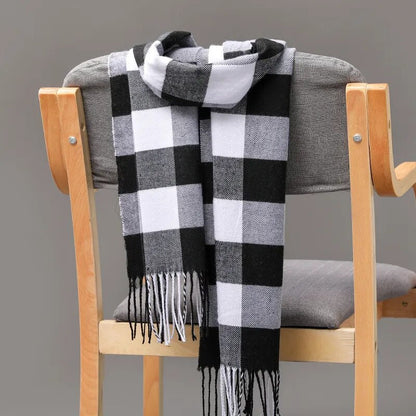 jiaabc 185*35cm outdoor Plaid Winter Scarf Women men unisex shalw Warm wrap muffler muffler Fashion Cashmere hijab pashmina tassels