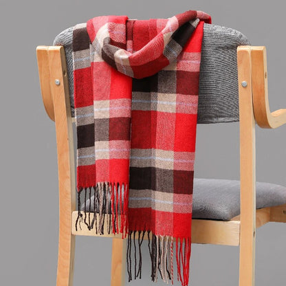 jiaabc 185*35cm outdoor Plaid Winter Scarf Women men unisex shalw Warm wrap muffler muffler Fashion Cashmere hijab pashmina tassels