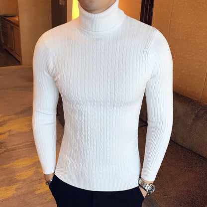 Brand Men Turtleneck Sweaters and Pullovers New Fashion Knitted Sweater Winter Men Pullover Homme Wool Casual Solid Clothes