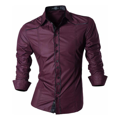 jiaabc Spring Autumn Features Shirts Men Casual Shirt Long Sleeve Male Shirts Zipper Decoration (No Pockets)