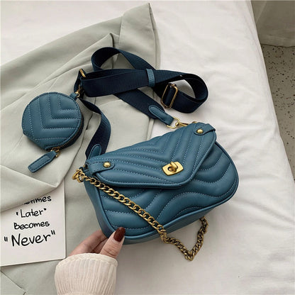 jiaabc Small PU Leather Shoulder Bag For Women 2023 new purse and Handbags Female Travel Crossbody Bag ladies chain Sling bag 2 PCS/SET