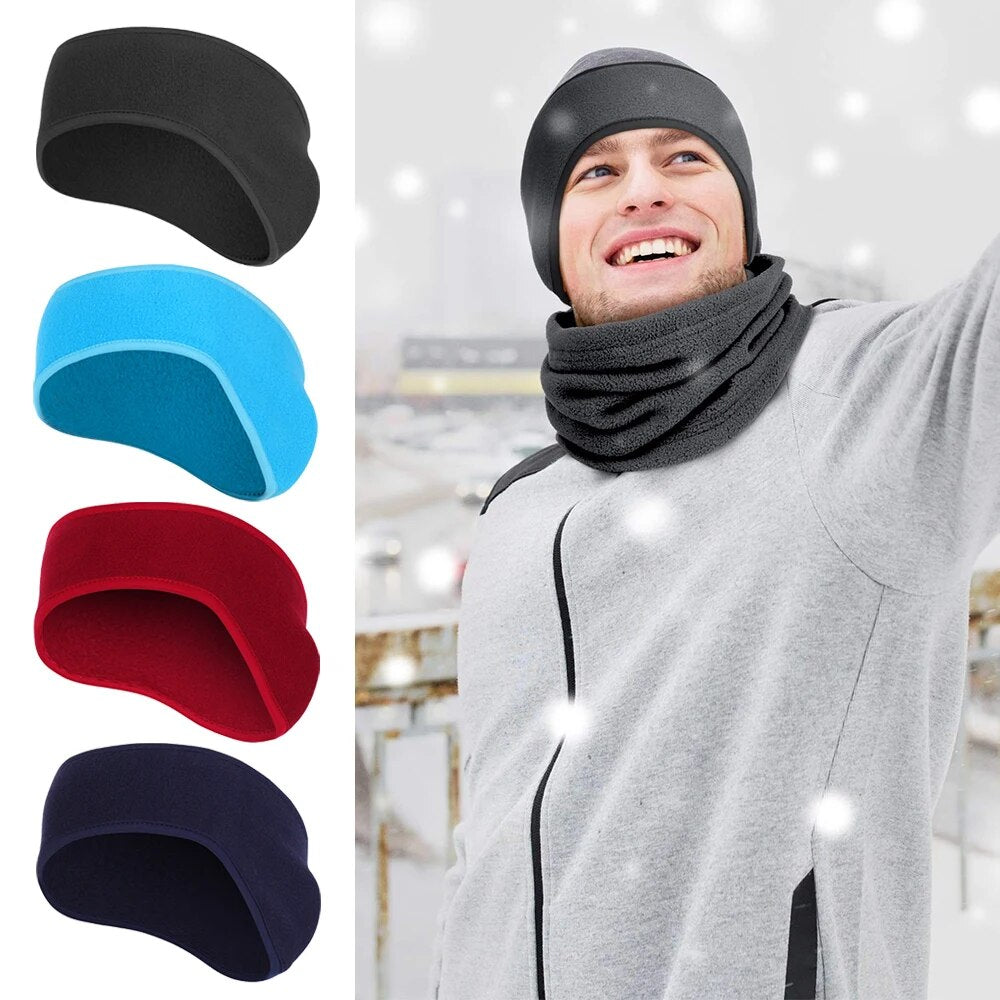 jiaabc Fleece Fabric Ear Warmer Headband Winter Sweatband Running Headband Ear Warmer Men Women Outdoor Skiing Sports Headscarf