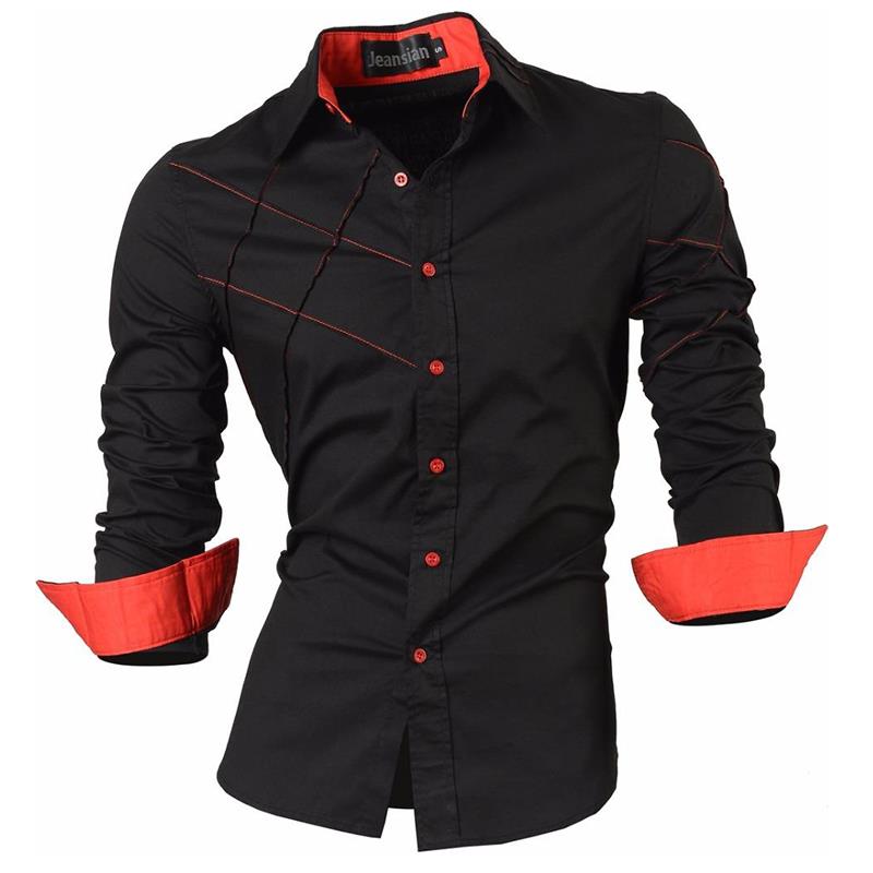 jiaabc Spring Autumn Features Shirts Men Casual Shirt Long Sleeve Male Shirts Zipper Decoration (No Pockets)