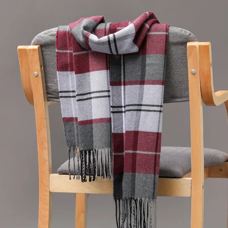 jiaabc 185*35cm outdoor Plaid Winter Scarf Women men unisex shalw Warm wrap muffler muffler Fashion Cashmere hijab pashmina tassels