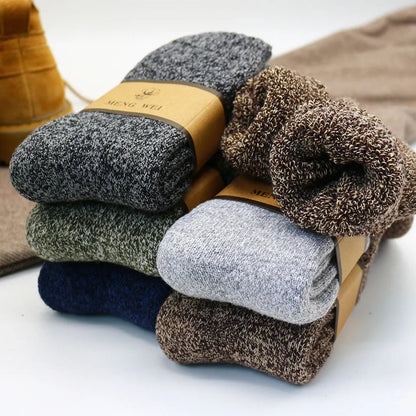 jiaabc Winter Men's Merino Wool Socks Super Thick Warm High Quality Harajuku Retro Snow Casual Antifreeze Cashmere Socks Men 3 Pair