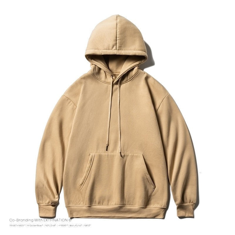 jiaabc Men Oversized Hoodies Solid Color Man Casaual Hooded Pullovers Winter Warm Fleece Sweatshirts Top Man Clothing