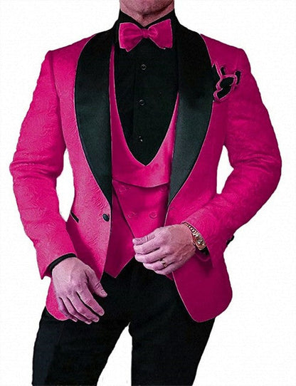 jiaabc Men's Wedding Suit 2023 Italian Design Custom Black Smoking Tuxedo Jacket 3-piece Set (coat Vest Pants) Men's Groom Terno Suit