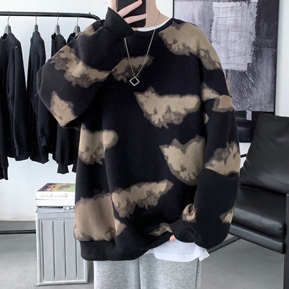 jiaabc Autumn Clouds Hoodie Men Fashion Printing Casual O-Neck Sweatshirt Men Streetwear Loose Hip Hop Pullover Hoodies Mens Hoody