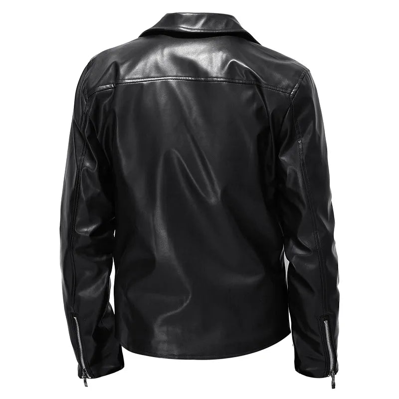 jiaabc Spring Autumn Fashion Men Streetwear Black PU Leather  Jacket Mens Zipper Hip Hop Coat Male Motorcycle Faux Leather Jackets