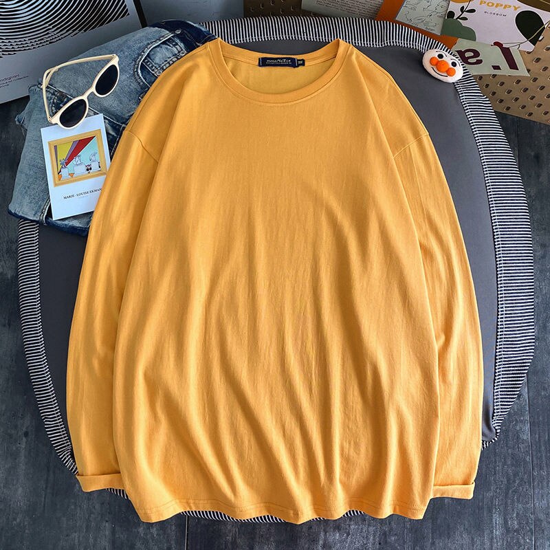 10 Solid Color Women Long Sleeve T shirts Korean Women's Long Sleeve Tees Oversized Woman Casual t-shirt Tops