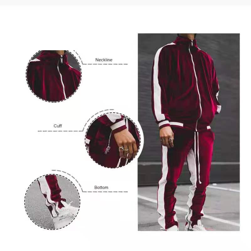 jiaabc Spring Autumn Men's Velvet Set Sport Suit Male Plus Velour Thick Hoodies+ Pants Warm Sweatshirt Sportswear Tracksuit For Men