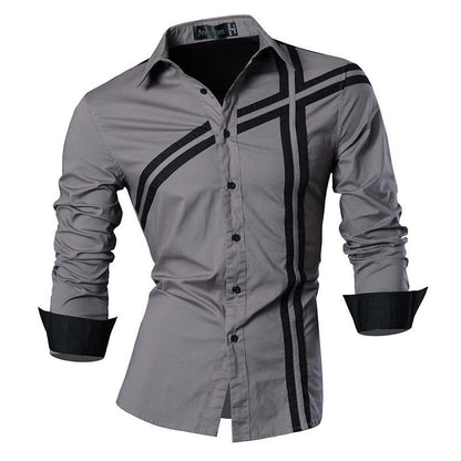 jiaabc Spring Autumn Features Shirts Men Casual Shirt Long Sleeve Male Shirts Zipper Decoration (No Pockets)