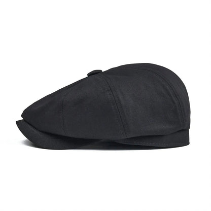 jiaabc Newsboy Cap Men's Twill Cotton Eight Panel Hat Women's Baker Boy Caps Retro Big Large Hats Male Boina Black Beret 003