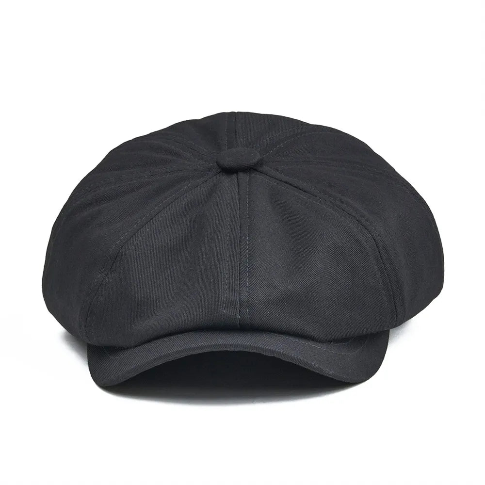 jiaabc Newsboy Cap Men's Twill Cotton Eight Panel Hat Women's Baker Boy Caps Retro Big Large Hats Male Boina Black Beret 003