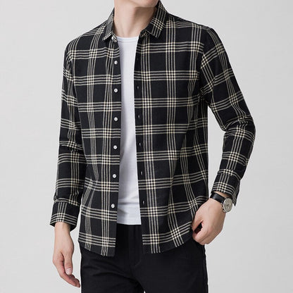 New High Quality Soft Cotton Long Sleeve Mens Shirts Fashion Casual Autumn Slim Fit Plaid Shirt Man Brand Clothing