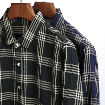 New High Quality Soft Cotton Long Sleeve Mens Shirts Fashion Casual Autumn Slim Fit Plaid Shirt Man Brand Clothing