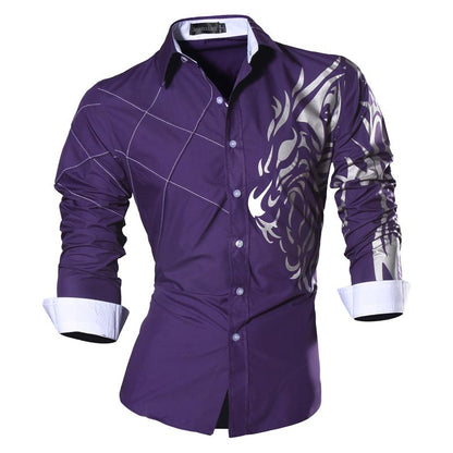 jiaabc Spring Autumn Features Shirts Men Casual Shirt Long Sleeve Male Shirts Zipper Decoration (No Pockets)