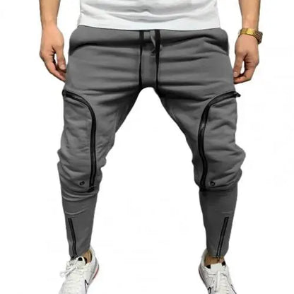 jiaabc Cargo Pants Men Fashion Solid Color Drawstring Casual Multi Zippers Pockets Trousers Hip Hop Style Men Harem Pants Streetwear