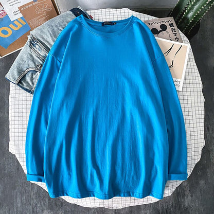 10 Solid Color Women Long Sleeve T shirts Korean Women's Long Sleeve Tees Oversized Woman Casual t-shirt Tops