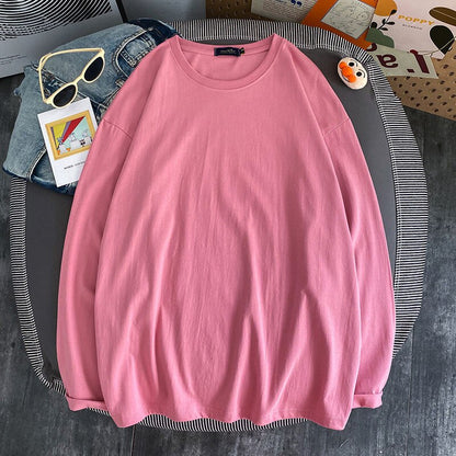 10 Solid Color Women Long Sleeve T shirts Korean Women's Long Sleeve Tees Oversized Woman Casual t-shirt Tops