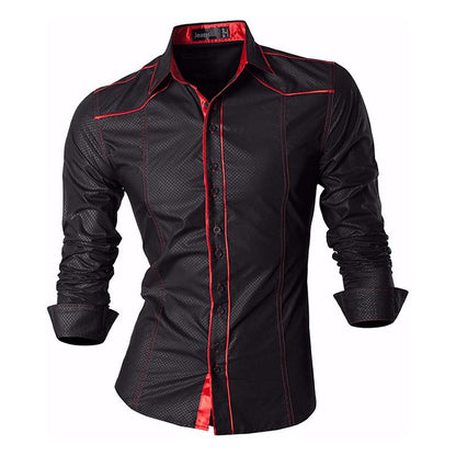 jiaabc Spring Autumn Features Shirts Men Casual Shirt Long Sleeve Male Shirts Zipper Decoration (No Pockets)