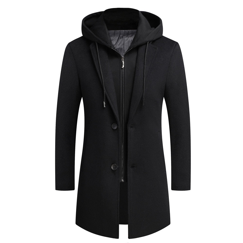 Men Wool Coat Casual Warm Winter Wool Coat